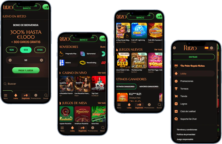 Ritzo Casino versión móvil con bono y juegos